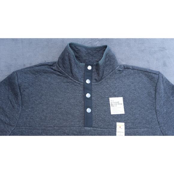 Sonoma Mens Long Sleeve Quarter Snap Pullover Fleece Large Gray - Picture 2 of 14